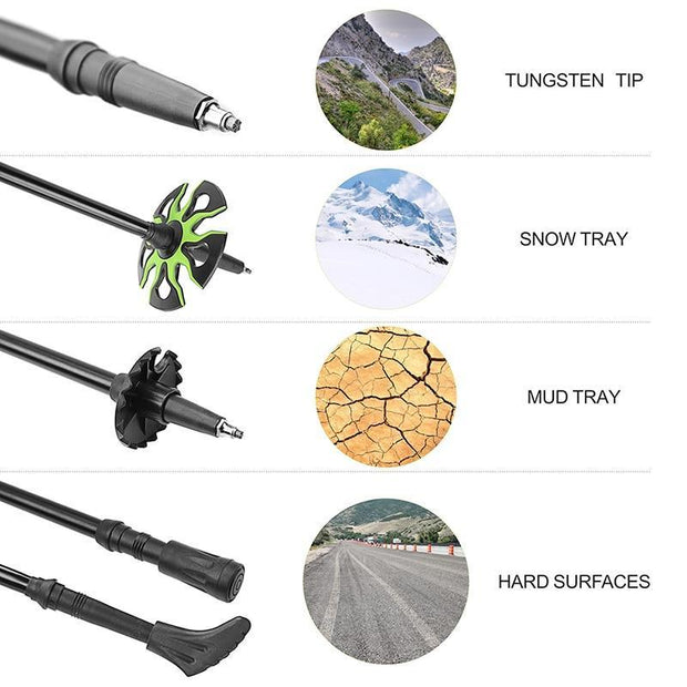 3-Section Retractable Trekking Pole Set - peakxplore